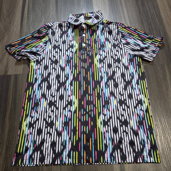 Sunday Swagger Other - Sunday Swagger Mens Golf Polo Shirt Multicolor Ikat Stripe Performance Size M